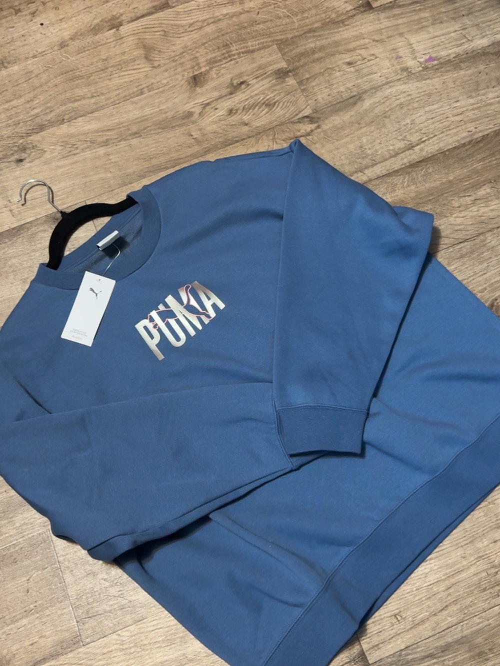 Puma Women's Blue Crewneck Sweatshirt with Logo
